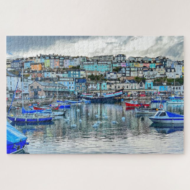 Puzzle Cisnes del Puerto de Brixham: Costa de Devon Rompe (Horizontal)