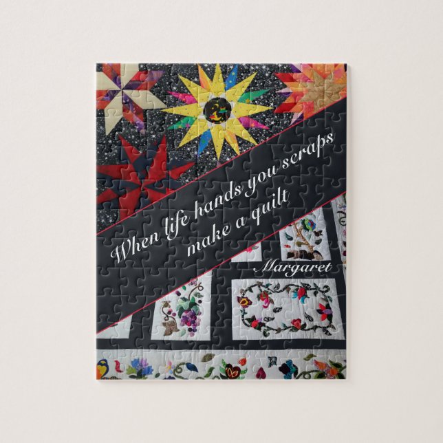 Puzzle Cita de acolchado gris Haz una colcha (Vertical)