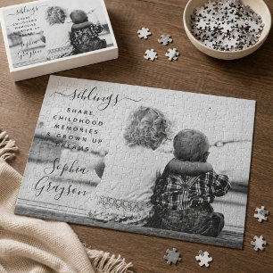 Puzzle Cita de foto de hermanos personalizada linda