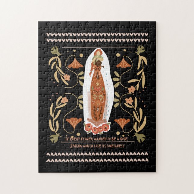 Puzzle Cita de jardinería Arte folclórico floral (Vertical)