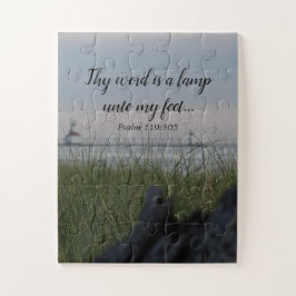 Puzzle Cita de la Biblia del lago Lighthouse Michigan