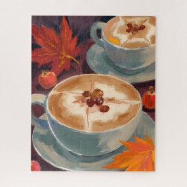 Puzzle Cita de Latte de Otoño | Acuarela de Hojas de Café