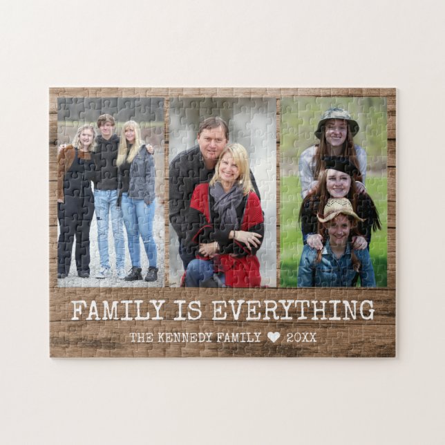 Puzzle Cita de nombre de familia de Collage de fotos Rust (Horizontal)
