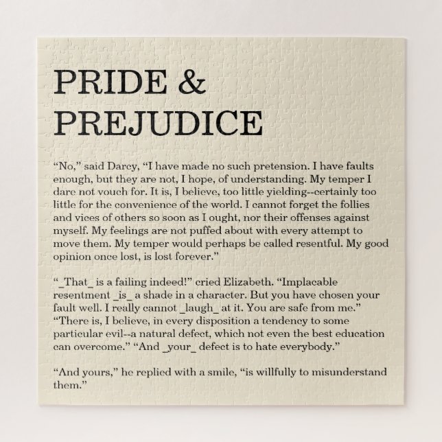 Puzzle Cita del libro de personalizables Jane Austen (Vertical)