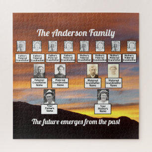 Puzzle Cita del Naranja de árbol familiar Sunset Behind 