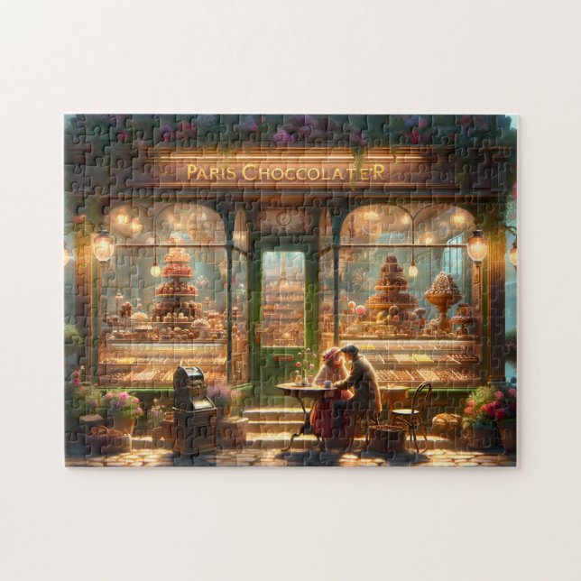 Puzzle Cita Dulce Amantes Chocolatero de París (Horizontal)