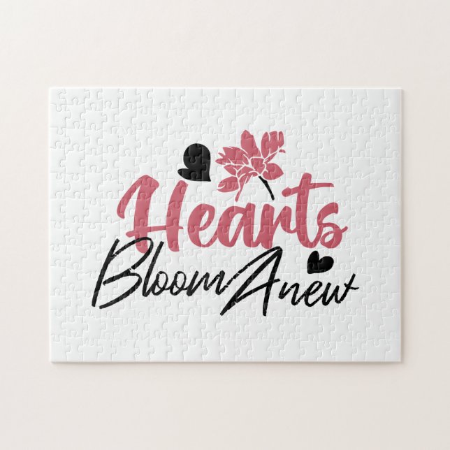 Puzzle Cita floral Inspiradora con nuevos corazones (Horizontal)