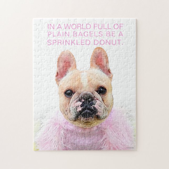 Puzzle Cita Inspiradora de donut de glam rosado Bulldog f (Vertical)