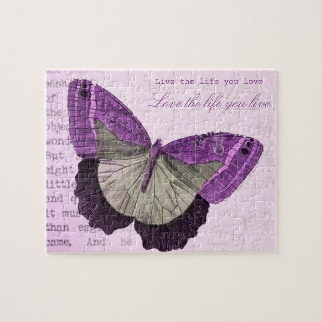Puzzle Cita inspiradora de la mariposa femenina rosada (Horizontal)