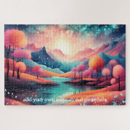 Puzzle Cita Inspiradora de Lago de Montaña Colorido Perso
