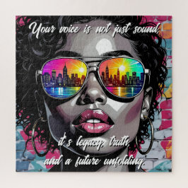 Puzzle Cita Inspiradora y Mujer Ciudad
