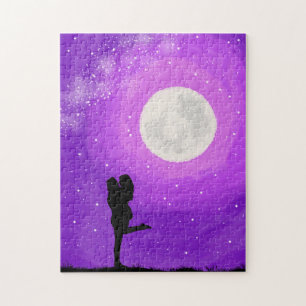 Puzzle Cita nocturna bajo la luz de la luna Pareja Cielo 