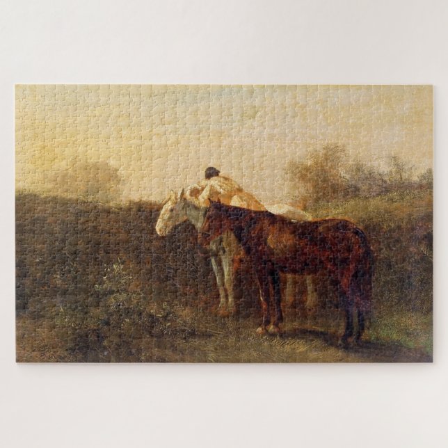 Puzzle Cita rural (Beso romántico a caballo) (Horizontal)