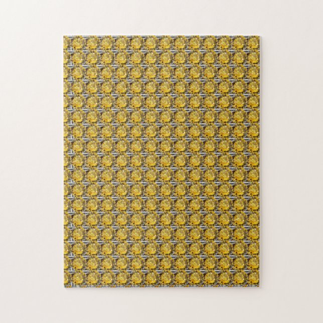 Puzzle Citrino Diamante Gemstone Art, Amarillo (Vertical)