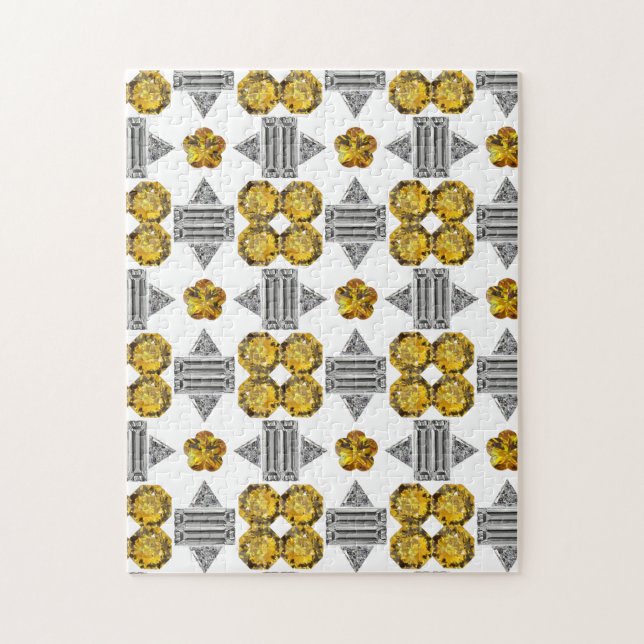 Puzzle Citrino Diamante Gemstone Art, Amarillo (Vertical)