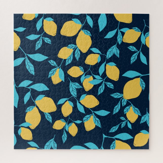 Puzzle Citro simple: limones en azul. (Vertical)