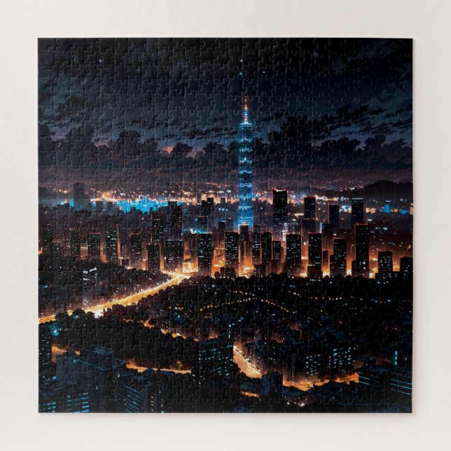 Puzzle City view at night (Vertical)
