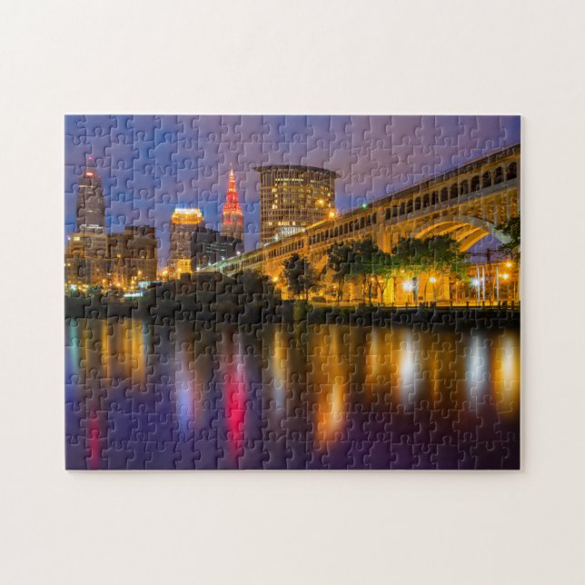 Puzzle Cityscape Cleveland Turismo City Midwest City Skyl (Horizontal)