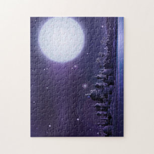 Puzzle Ciudad antigua bajo una luna llena