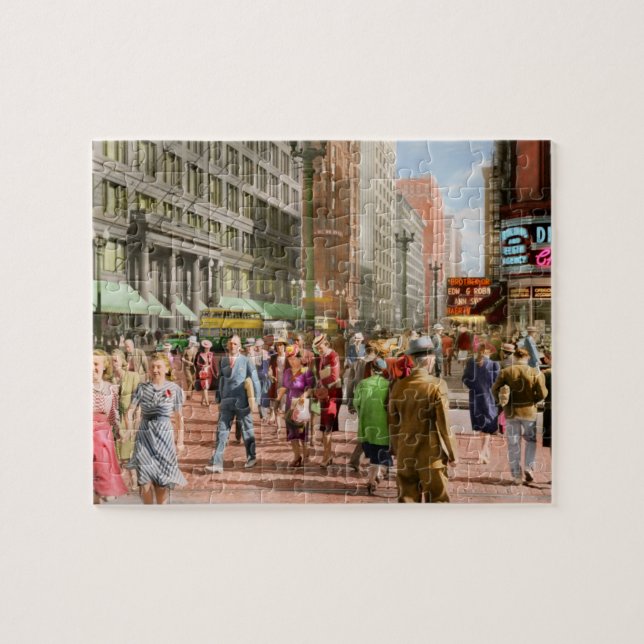 Puzzle Ciudad - Chicago - Multitudes de compras 1940 (Horizontal)