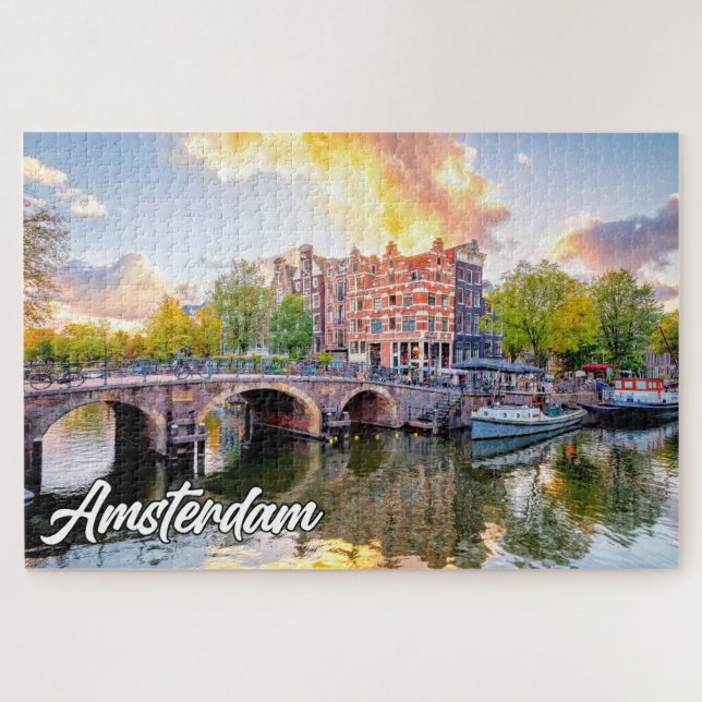 Puzzle Ciudad De Amsterdam, Países Bajos (Horizontal)