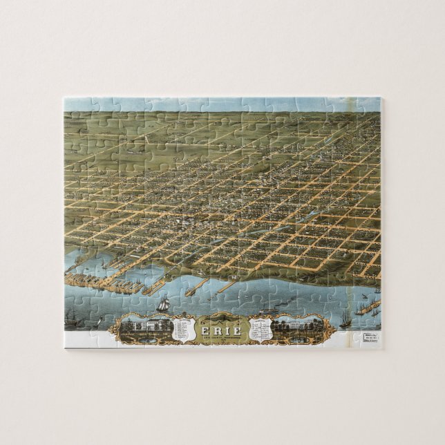 Puzzle Ciudad de la opinión del ojo de pájaro de Erie (Horizontal)