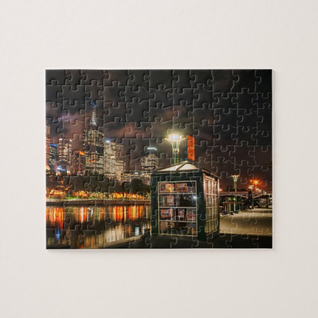 Puzzle Ciudad de Melbourne de noche (Horizontal)