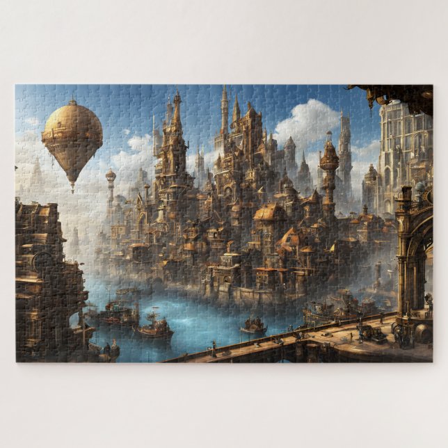 Puzzle Ciudad de Steampunk con globo (Horizontal)