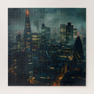 Puzzle Ciudad de Tormenta Futurista Oscura