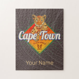 Puzzle Ciudad del Cabo Sudáfrica Retro Leopardo Vintage