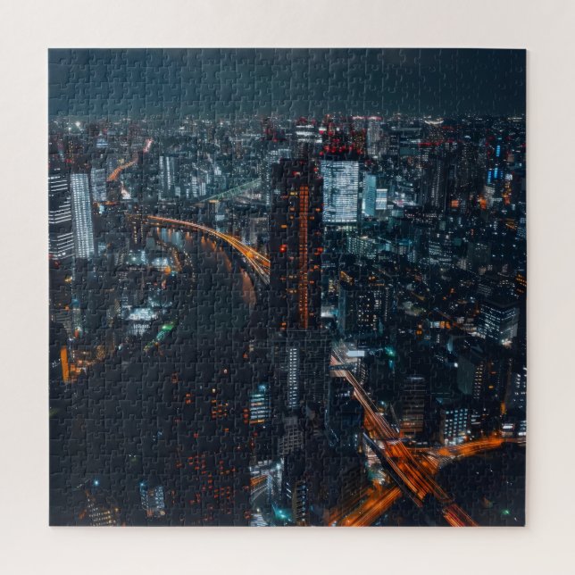 Puzzle Ciudad grande de noche (Vertical)