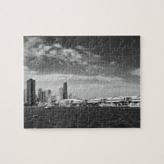 Puzzle Ciudad - horizonte y el embarcadero BW de Chicago