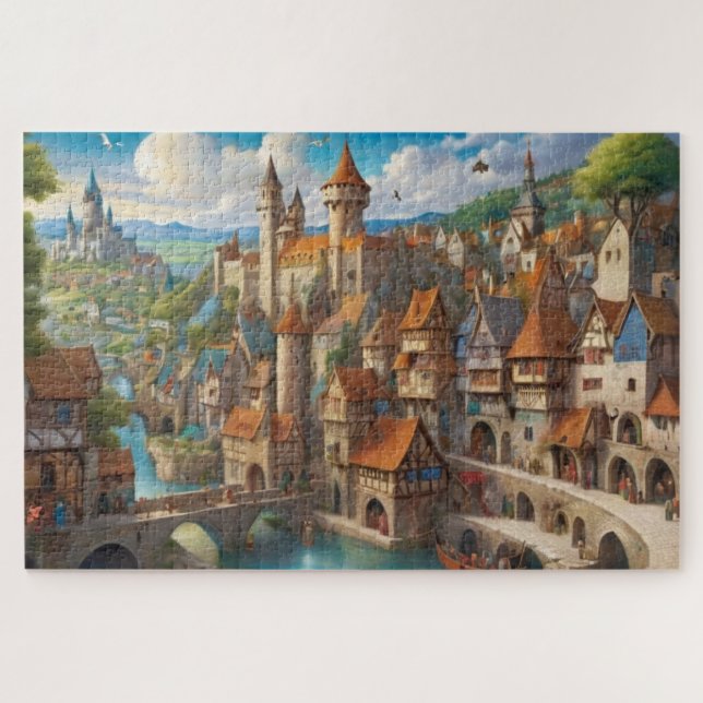 Puzzle Ciudad medieval de Fantasy (Horizontal)