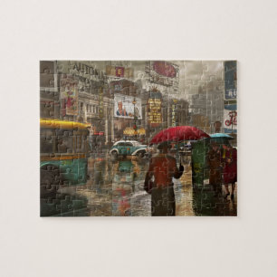 Puzzle Ciudad - Nueva York - Times Square en un día lluvi