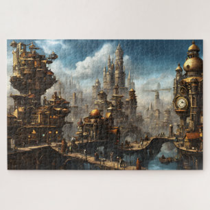 Puzzle Ciudad Steampunk con reloj