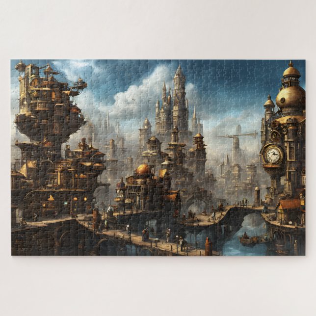 Puzzle Ciudad Steampunk con reloj (Horizontal)
