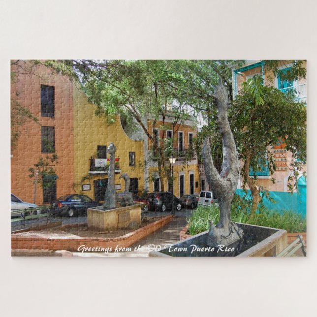Puzzle Ciudad Vieja Puerto Rico. Saludos navideños Jigsaw (Horizontal)