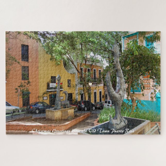 Puzzle Ciudad Vieja Puerto Rico. Saludos navideños Jigsaw (Horizontal)