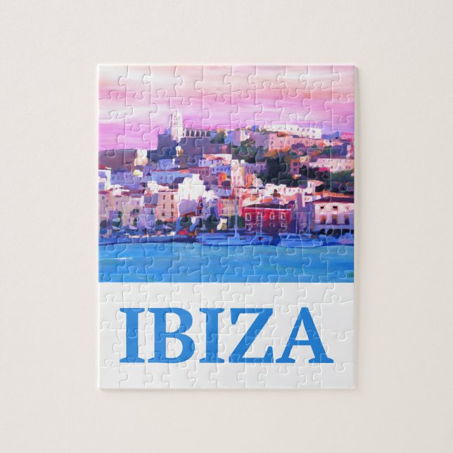 Puzzle Ciudad y puerto viejos de Ibiza del poster retro (Vertical)