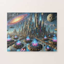 Puzzle Ciudades Estelares Paisaje Urbano Futurista de Neó