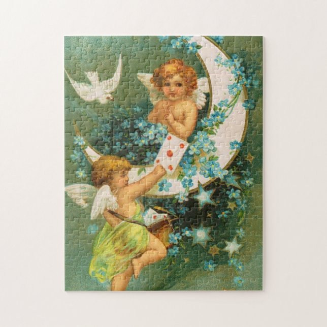 Puzzle Clapsaddle: Dos querubes en una luna de la hoz (Vertical)