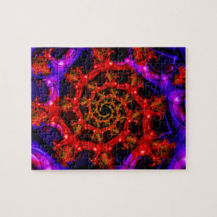 Puzzle Claramente   Arte fractal rojo y azul