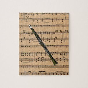 Puzzle Clarinet Con Fondo De Música De Hoja