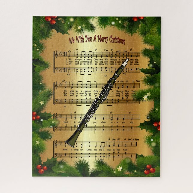 Puzzle Clarinet ~ "Te deseamos una feliz Navidad" ~ (Vertical)