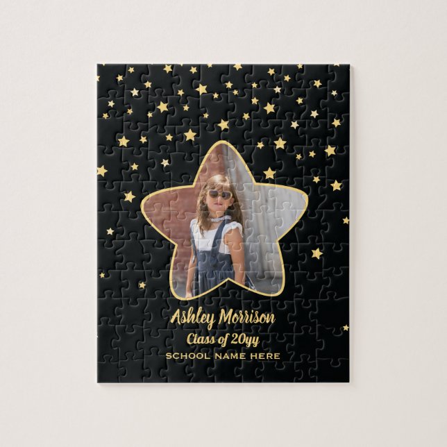 Puzzle Clase de Graduación de Foto de 2023 Black & Gold S (Vertical)