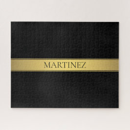 Puzzle Clásica Faux Gold Stripe & Black Background o DIY