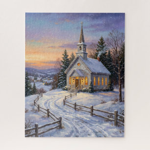 Puzzle Clásica Iglesia Country Americana de Navidad