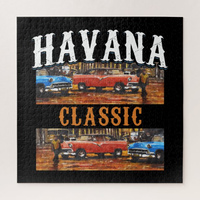 Puzzle Clásico de La Habana - Arte cubano de coches de ép (Vertical)
