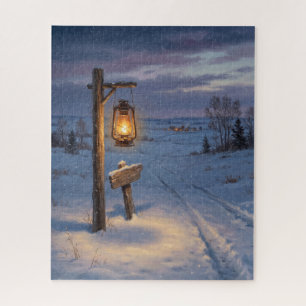 Puzzle Clásico farol de la pradera americana de Navidad