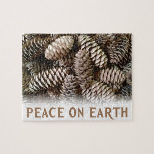 Puzzle Clásico Holiday Pine Cone Peace On Earth
